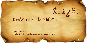 Kránik Ádám névjegykártya